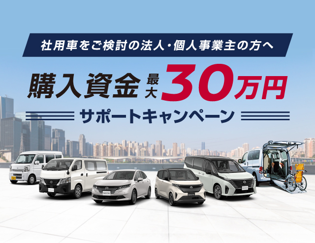 社用車をご検討の法人・個人事業主の方へ　購入資金最大30万円サポートキャンペーン